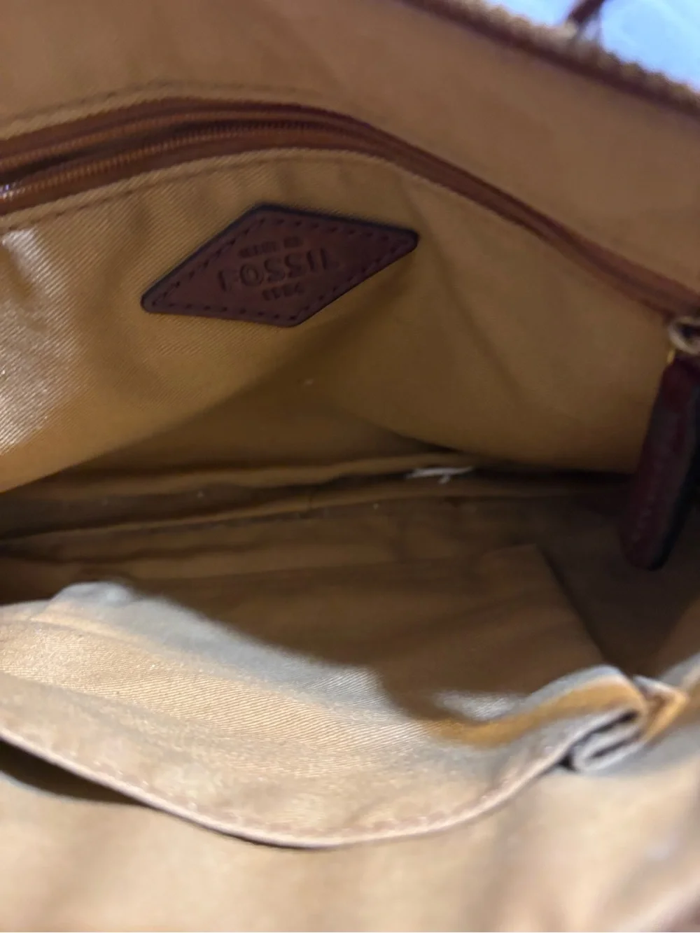 Fossil Tan Pebbled Leather Crossbody Bag